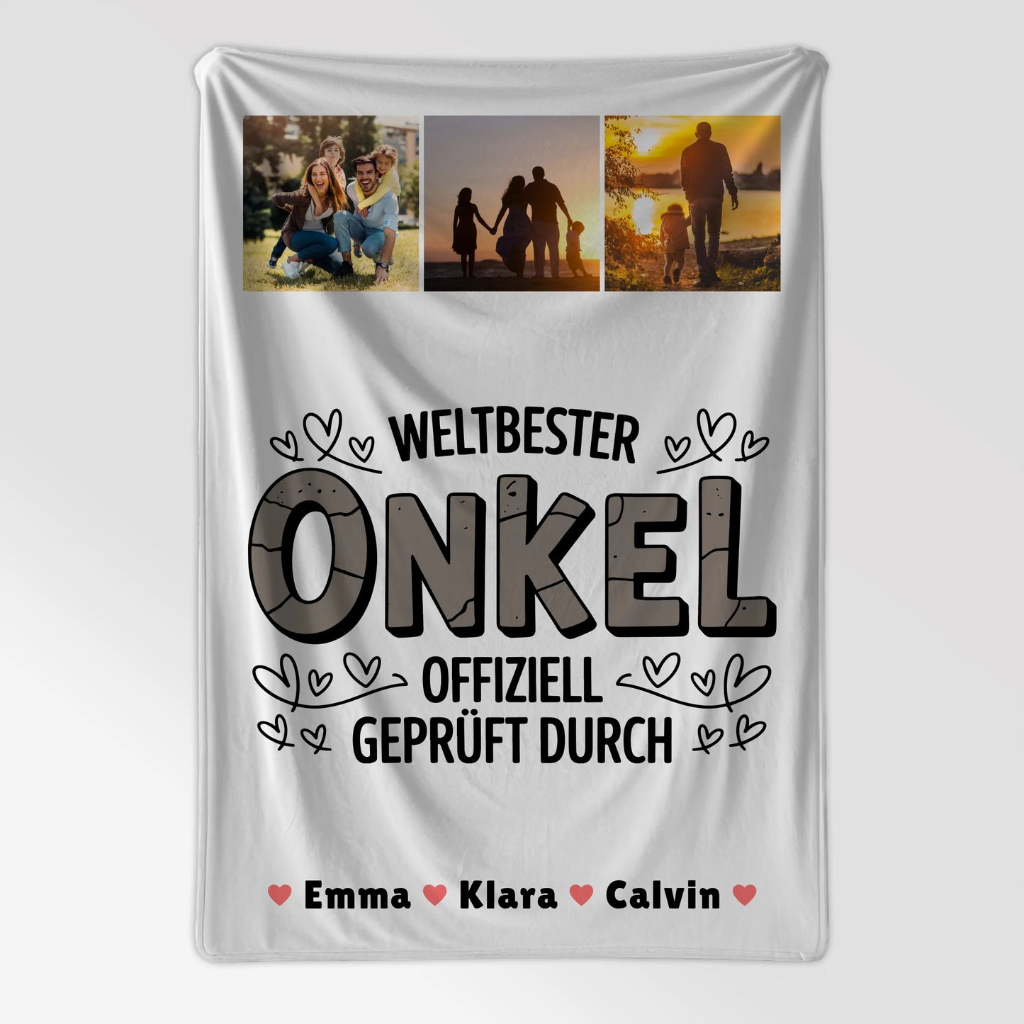 Personalisierte Kuscheldecke Mit Namen Onkel Fotocollage Weltbester Onkel Offiziell Geprüft Durch 7