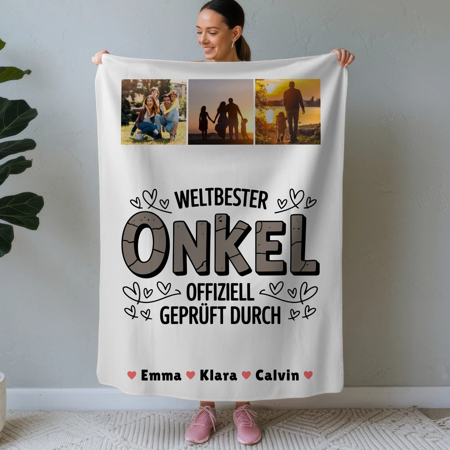 Personalisierte Kuscheldecke Mit Namen Onkel Fotocollage Weltbester Onkel Offiziell Geprüft Durch 1