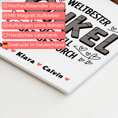 Fotoboard Magnet Wandbild Weltbester Onkel Offiziell Geprüft Durch Personalisiertes Geschenk 4