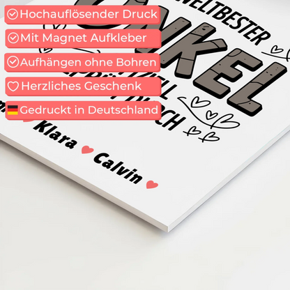 Fotoboard Magnet Wandbild Weltbester Onkel Offiziell Geprüft Durch Personalisiertes Geschenk 10