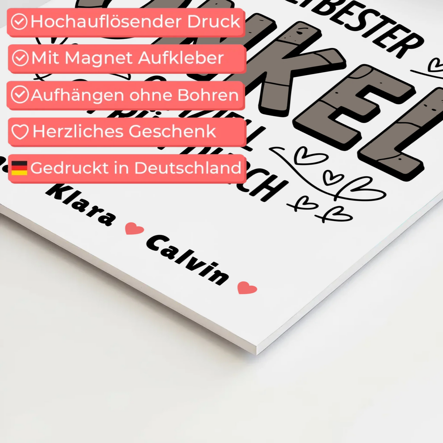 Fotoboard Magnet Wandbild Weltbester Onkel Offiziell Geprüft Durch Personalisiertes Geschenk