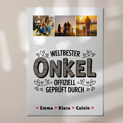 Fotoboard Magnet Wandbild Weltbester Onkel Offiziell Geprüft Durch Personalisiertes Geschenk
