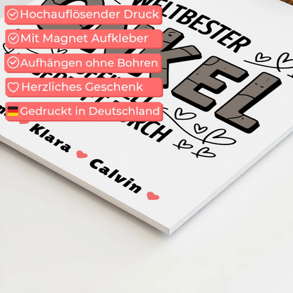 Fotoboard Magnet Wandbild Weltbester Onkel Offiziell Geprüft Durch Personalisiertes Geschenk