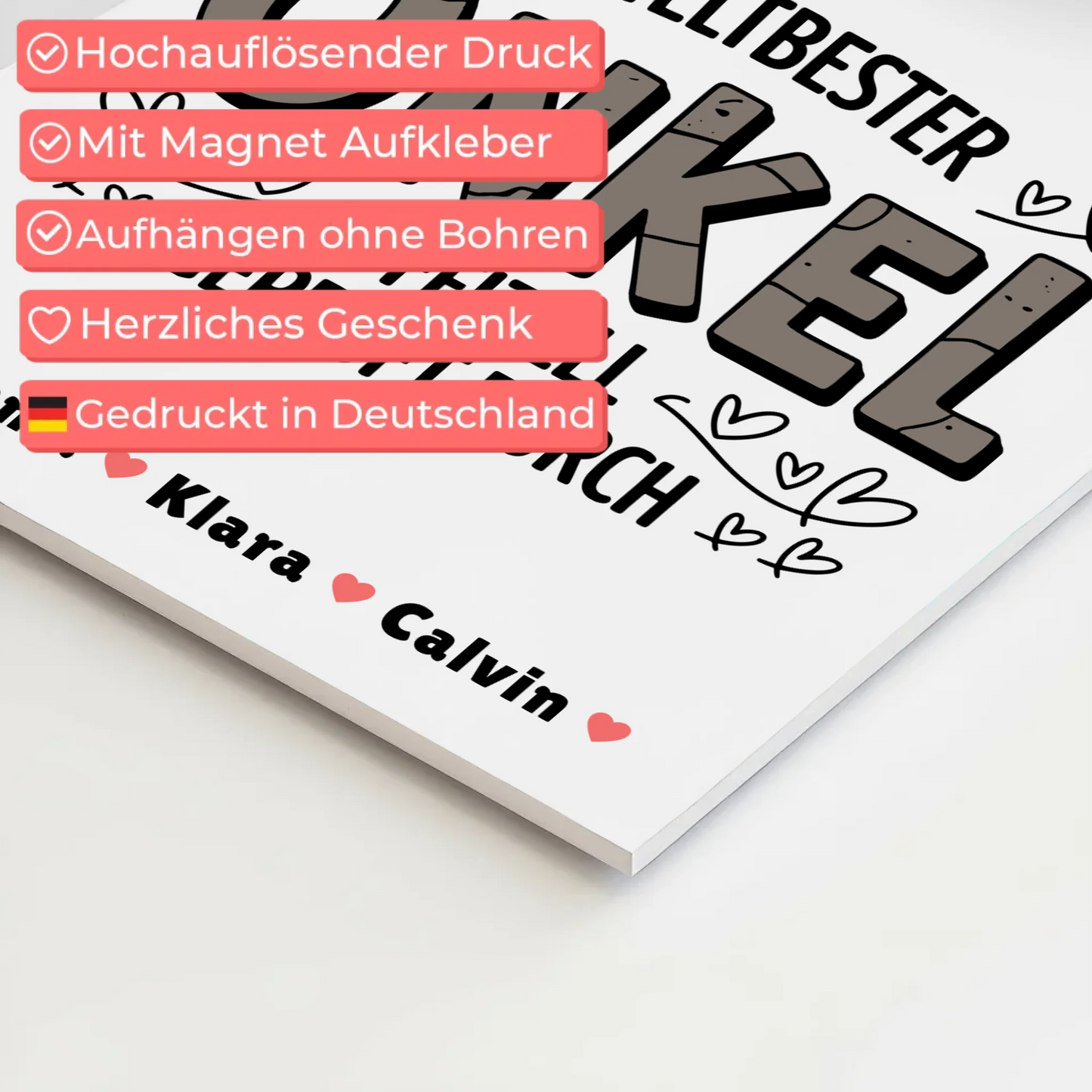 Fotoboard Magnet Wandbild Weltbester Onkel Offiziell Geprüft Durch Personalisiertes Geschenk