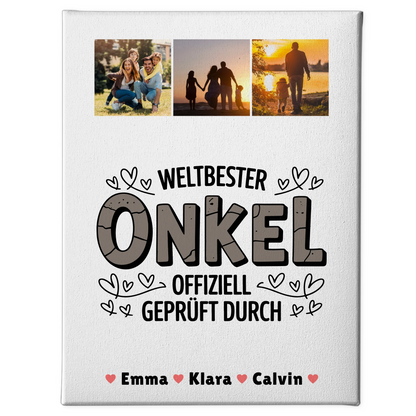 Leinwand Personalisiert Onkel Fotocollage Weltbester Onkel Offiziell Geprüft Durch 1