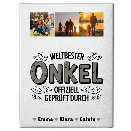 Leinwand Personalisiert Onkel Fotocollage Weltbester Onkel Offiziell Geprüft Durch 1