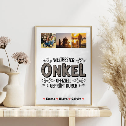 Foto Collage Poster Erstellen Weltbester Onkel Offiziell Geprüft Durch Onkel Geschenk