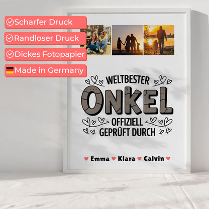 Foto Collage Poster Erstellen Weltbester Onkel Offiziell Geprüft Durch Onkel Geschenk