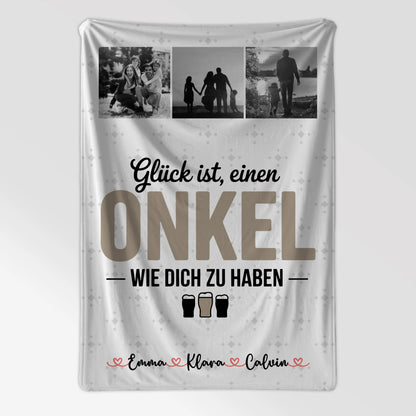 Personalisierte Kuscheldecke mit Namen und Motiv - Fotocollage Geschenk für Onkel - Glück, einen Onkel wie dich zu haben 7