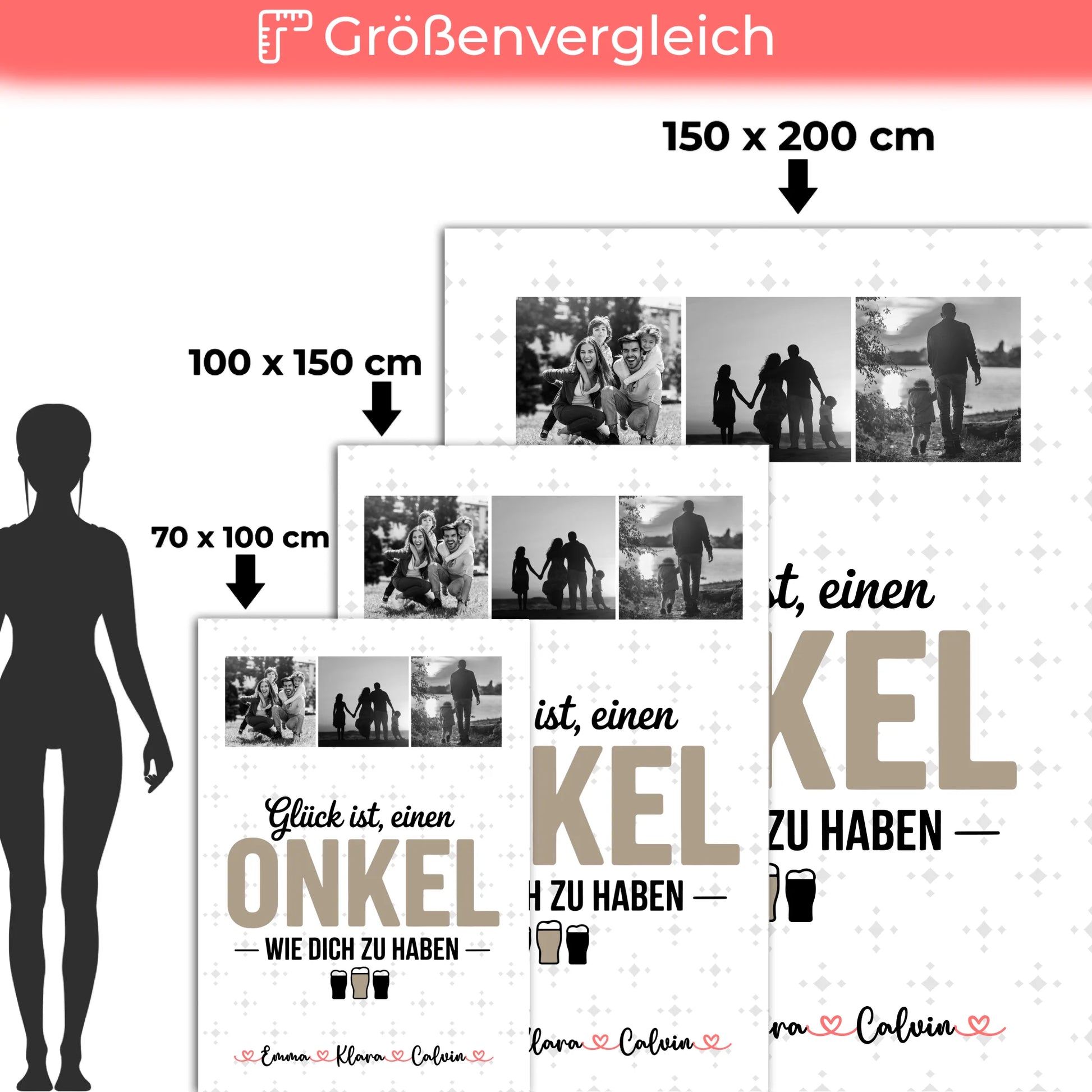 Personalisierte Kuscheldecke mit Namen und Motiv - Fotocollage Geschenk für Onkel - Glück, einen Onkel wie dich zu haben 5