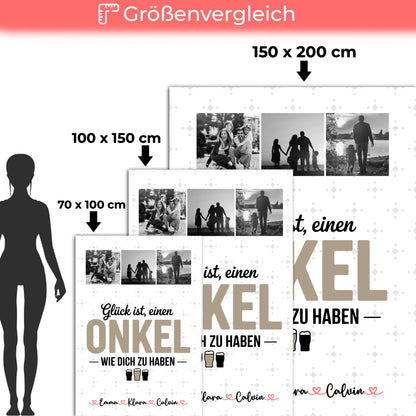 Personalisierte Kuscheldecke mit Namen und Motiv - Fotocollage Geschenk für Onkel - Glück, einen Onkel wie dich zu haben 5