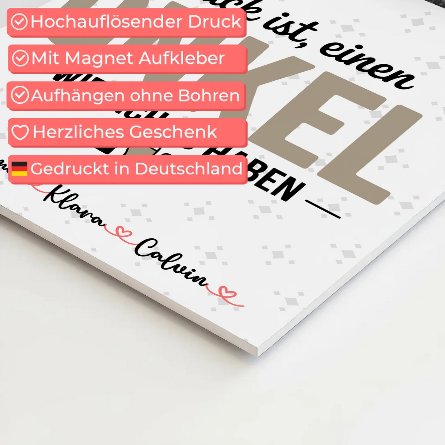 Personalisiertes Fotoboard Poster Magnetisch Geschenk für Onkel Glück Ist Einen Onkel Wie Dich Zu Haben