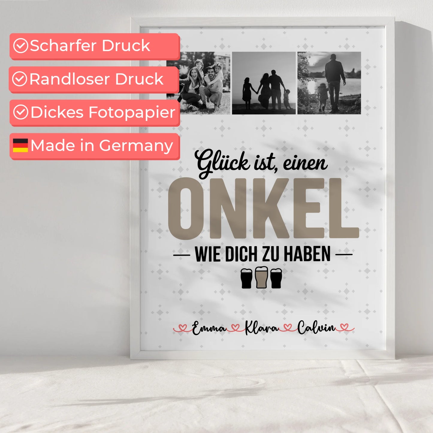 Wandbild Fotocollage Geschenk für Onkel Glück Ist Einen Onkel Wie Dich Zu Haben
