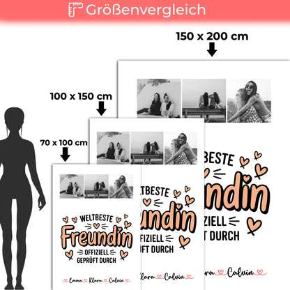 Decke beste Freundin personalisierte Fotocollage für Beste Freundin Weltbeste Freundin Offiziell geprüft durch 5
