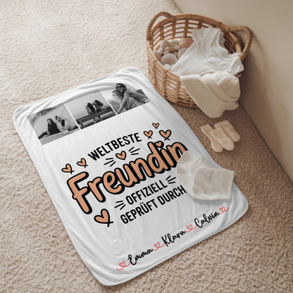 Decke beste Freundin personalisierte Fotocollage für Beste Freundin Weltbeste Freundin Offiziell geprüft durch 2