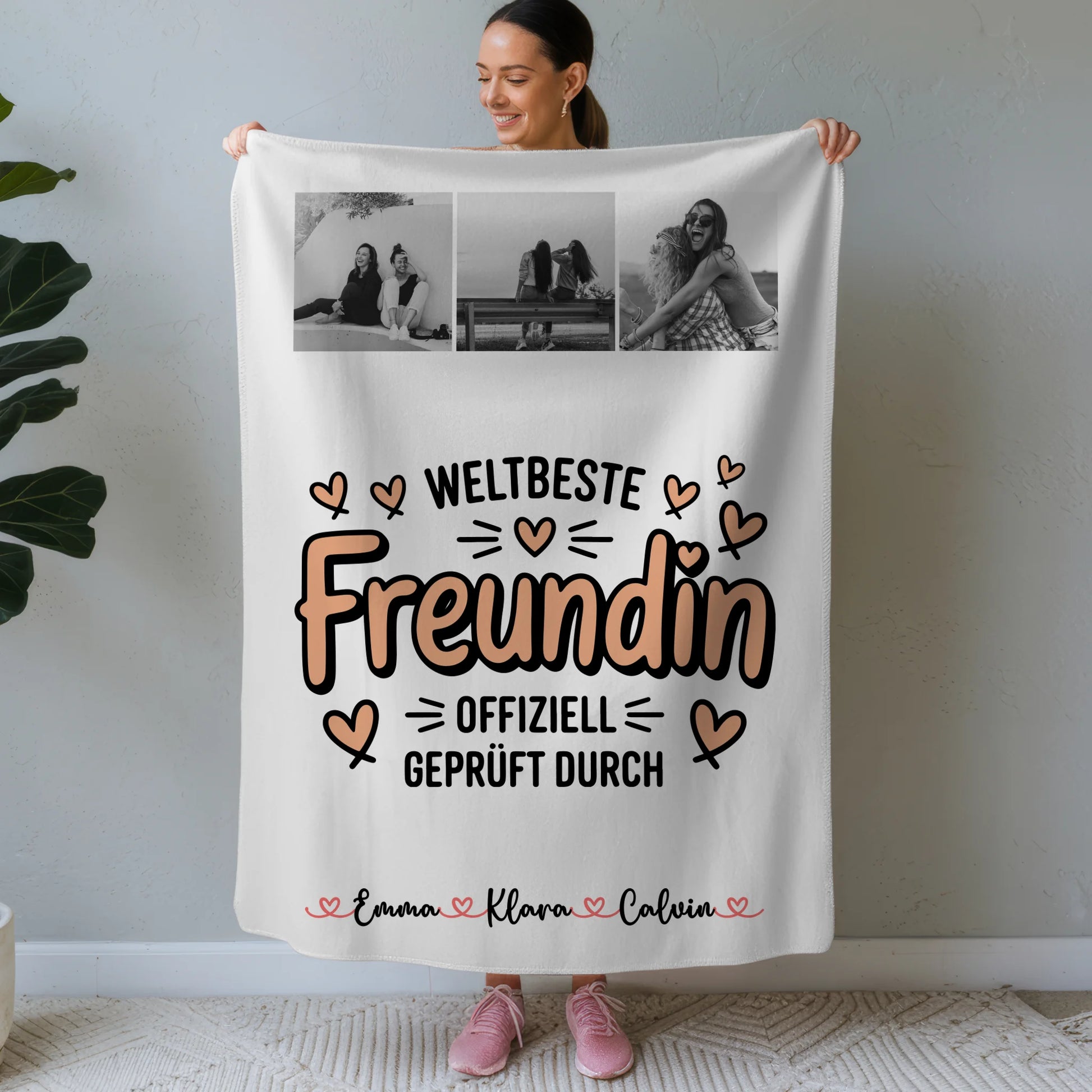 Decke beste Freundin personalisierte Fotocollage für Beste Freundin Weltbeste Freundin Offiziell geprüft durch 1