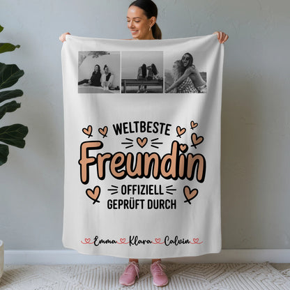 Decke beste Freundin personalisierte Fotocollage für Beste Freundin Weltbeste Freundin Offiziell geprüft durch 1