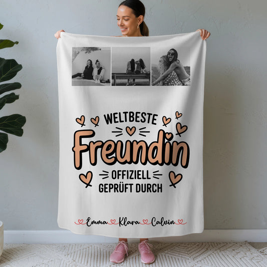 Decke beste Freundin personalisierte Fotocollage für Beste Freundin Weltbeste Freundin Offiziell geprüft durch 1