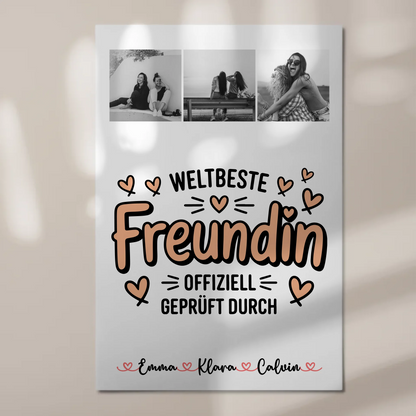 Beste Freundinnen Fotoboard Fotocollage für Beste Freundin Weltbeste Freundin Offiziell Geprüft Durch