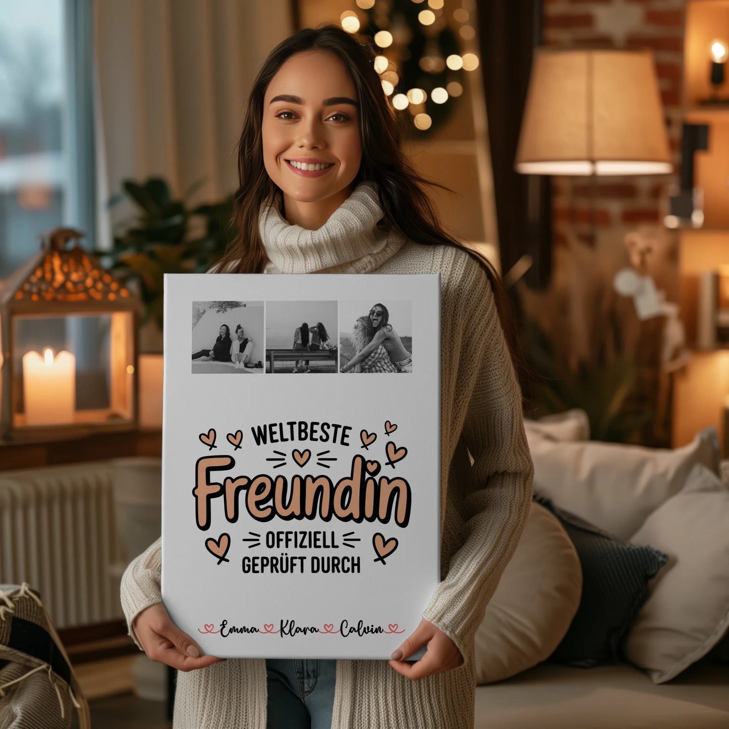 Fotogeschenk beste Freundin Fotocollage für Beste Freundin Weltbeste Freundin Offiziell Geprüft Durch 2
