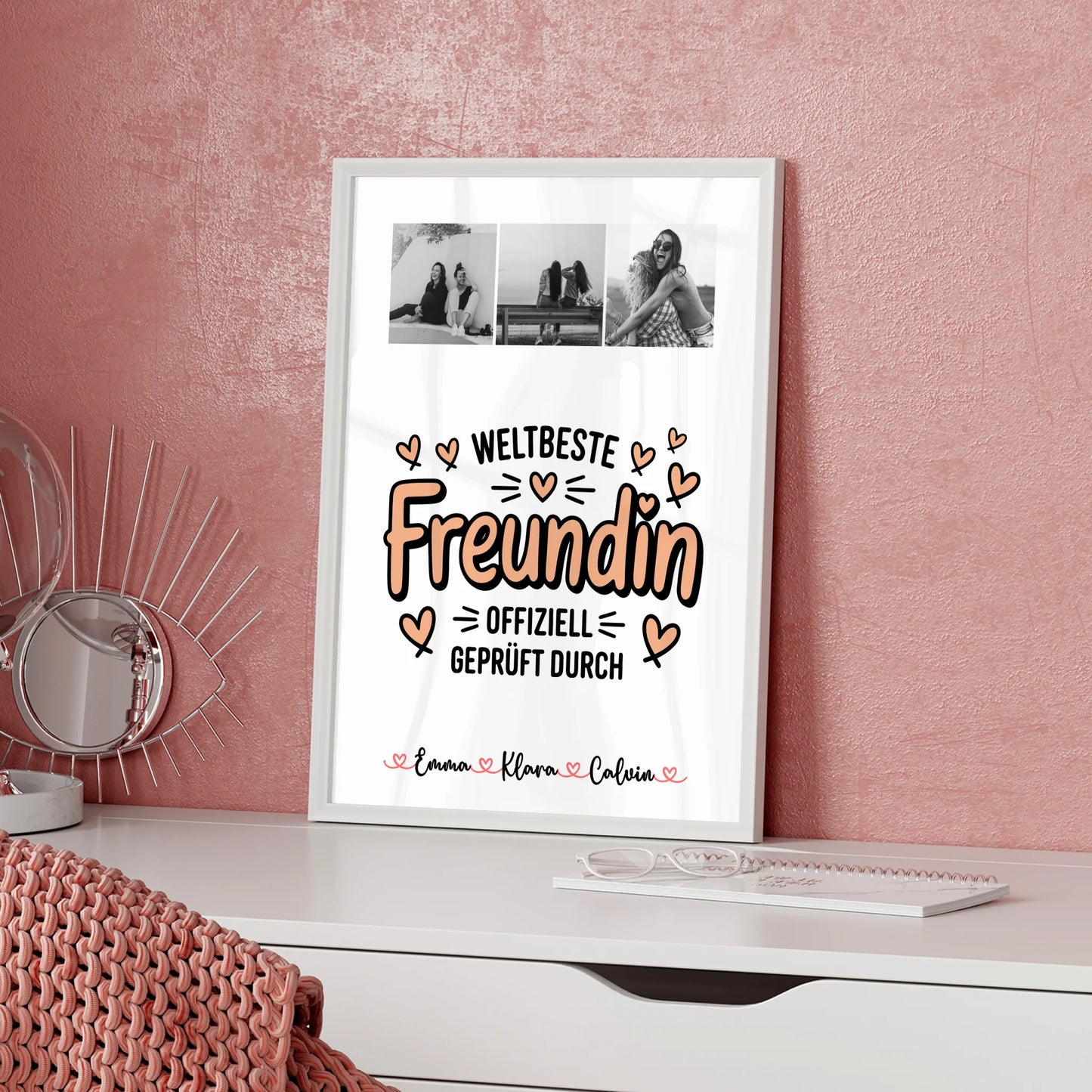 Personalisiertes Bild Freundinnen Poster Fotocollage für Beste Freundin Weltbeste Freundin Offiziell Geprüft Durch