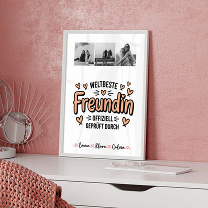 Personalisiertes Bild Freundinnen Poster Fotocollage für Beste Freundin Weltbeste Freundin Offiziell Geprüft Durch