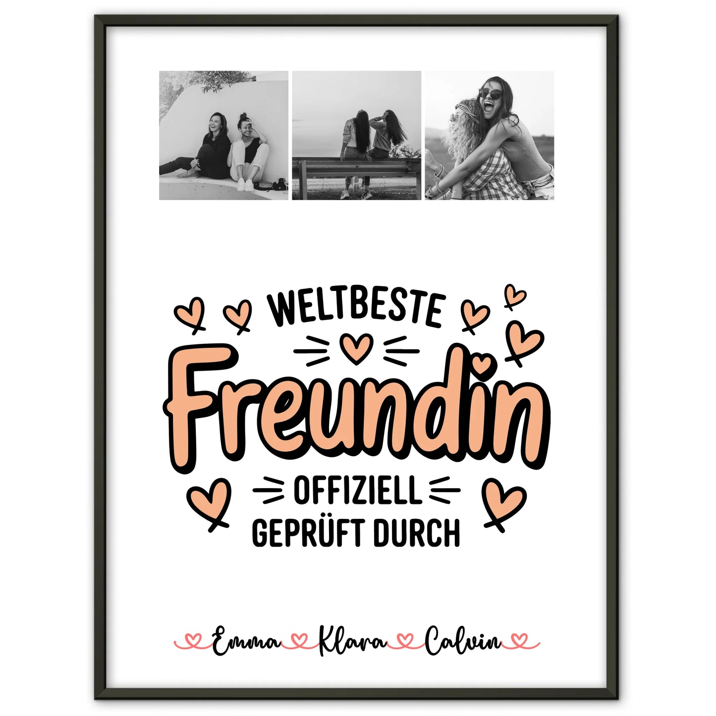 Personalisiertes Bild Freundinnen Poster Fotocollage für Beste Freundin Weltbeste Freundin Offiziell Geprüft Durch