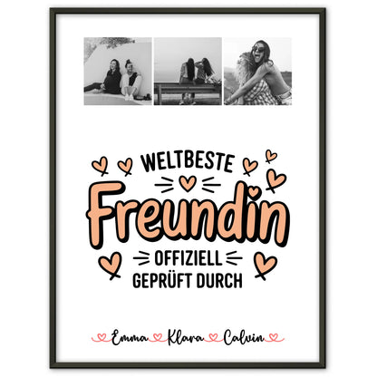 Personalisiertes Bild Freundinnen Poster Fotocollage für Beste Freundin Weltbeste Freundin Offiziell Geprüft Durch