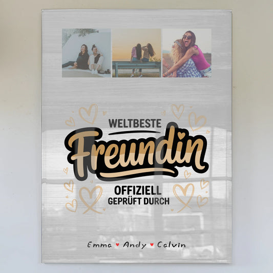 Freundinnen Bild Personalisiert Acrylglas Bild Beste Freundin Fotocollage Weltbeste Freundin Offiziell Geprüft Durch 1