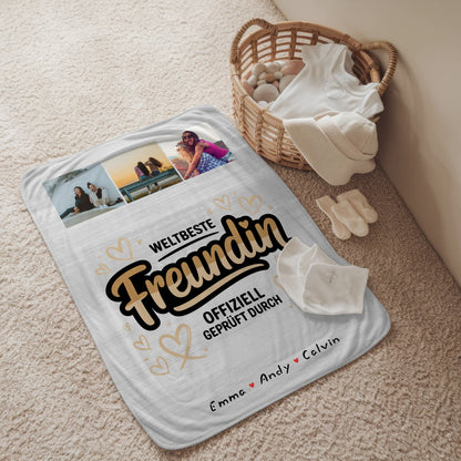 Personalisierte Decke Freundin Beste Freundin Fotocollage Weltbeste Freundin Offiziell Geprüft Durch 2