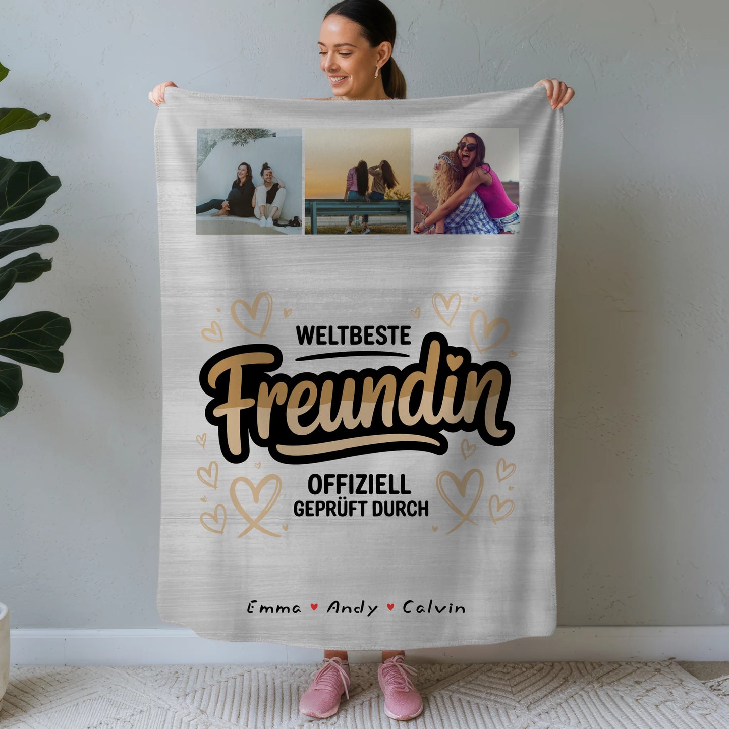 Personalisierte Decke Freundin Beste Freundin Fotocollage Weltbeste Freundin Offiziell Geprüft Durch 1