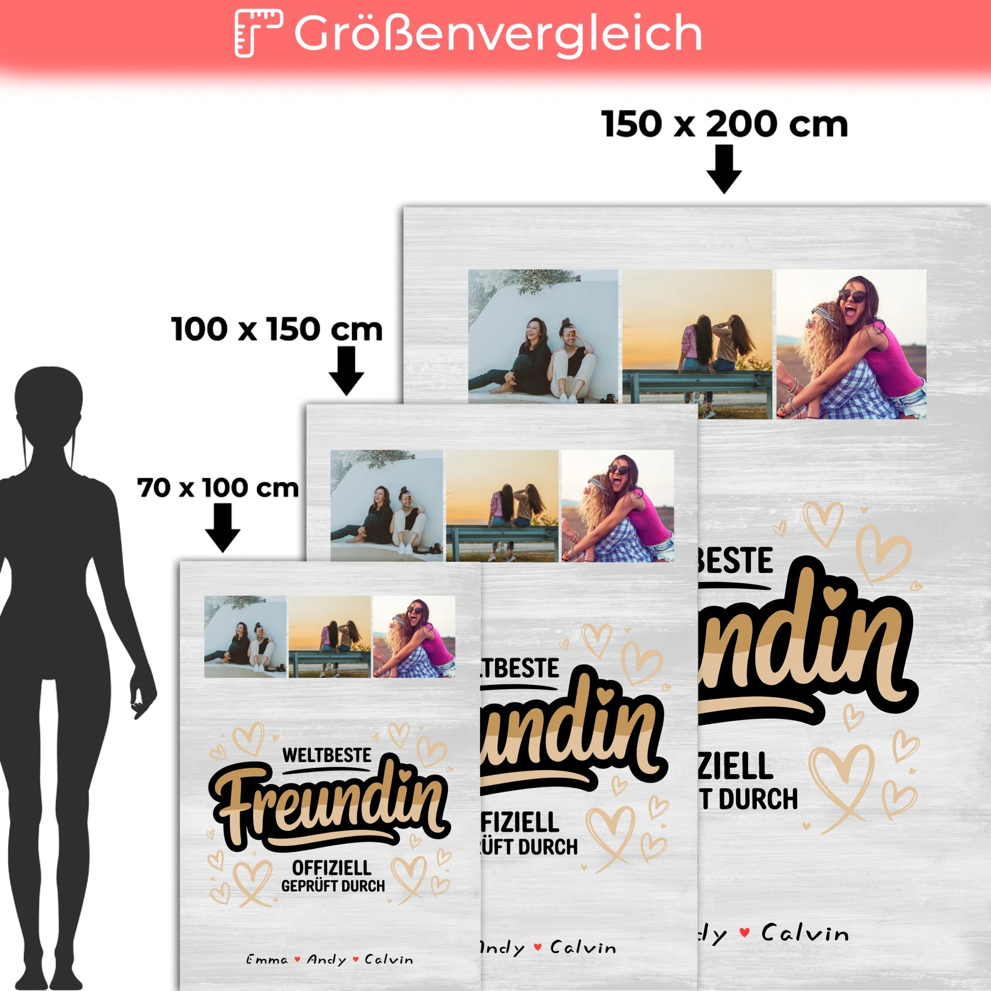 Personalisierte Decke Freundin Beste Freundin Fotocollage Weltbeste Freundin Offiziell Geprüft Durch 5