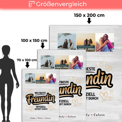 Personalisierte Decke Freundin Beste Freundin Fotocollage Weltbeste Freundin Offiziell Geprüft Durch 5