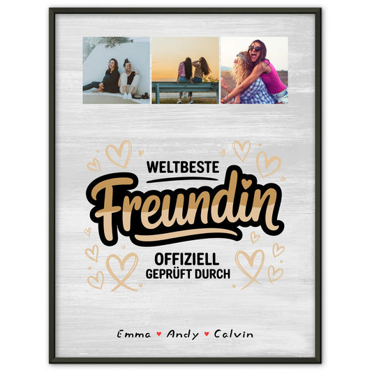 Beste Freundin Poster Fotocollage Weltbeste Freundin Offiziell Geprüft Durch personalisiertes Geschenk