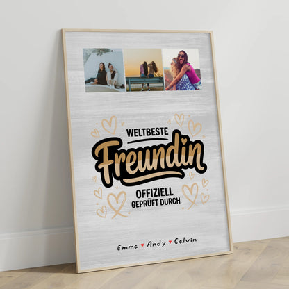 Beste Freundin Poster Fotocollage Weltbeste Freundin Offiziell Geprüft Durch personalisiertes Geschenk