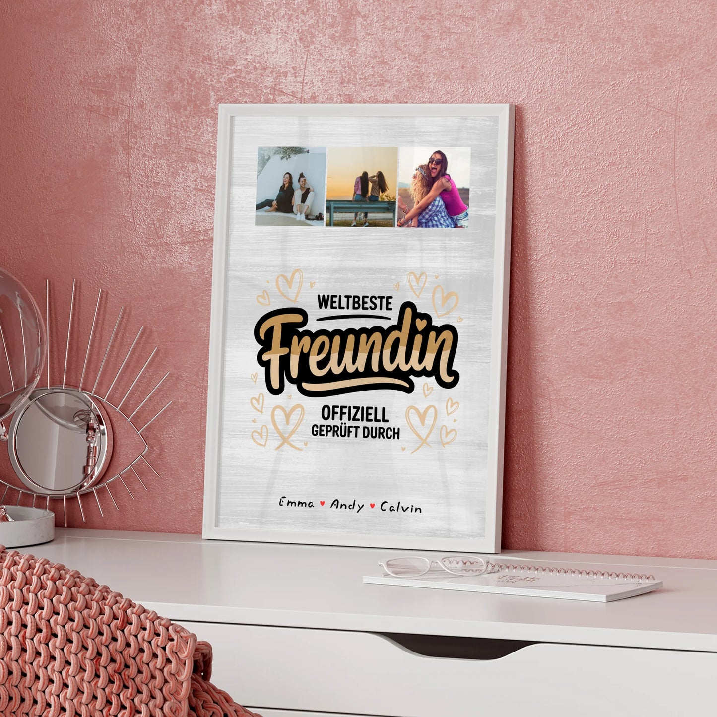 Beste Freundin Poster Fotocollage Weltbeste Freundin Offiziell Geprüft Durch personalisiertes Geschenk