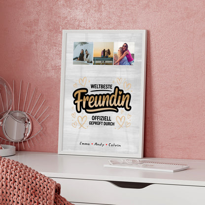 Beste Freundin Poster Fotocollage Weltbeste Freundin Offiziell Geprüft Durch personalisiertes Geschenk