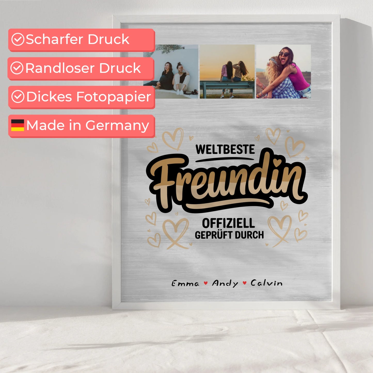 Beste Freundin Poster Fotocollage Weltbeste Freundin Offiziell Geprüft Durch personalisiertes Geschenk