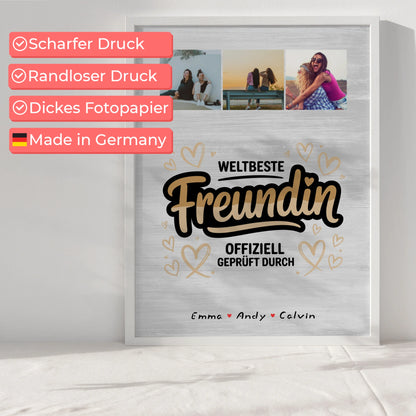 Beste Freundin Poster Fotocollage Weltbeste Freundin Offiziell Geprüft Durch personalisiertes Geschenk