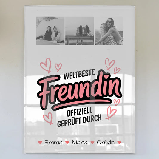 Fotogeschenk beste Freundin Geschenk Fotocollage Beste Freundin Weltbeste Freundin Offiziell Geprüft Durch 1