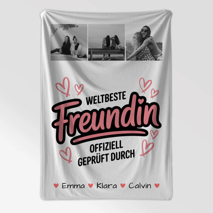 Personalisierte Decke Freundin Geschenk Fotocollage Beste Freundin Weltbeste Freundin Offiziell Geprüft Durch 7