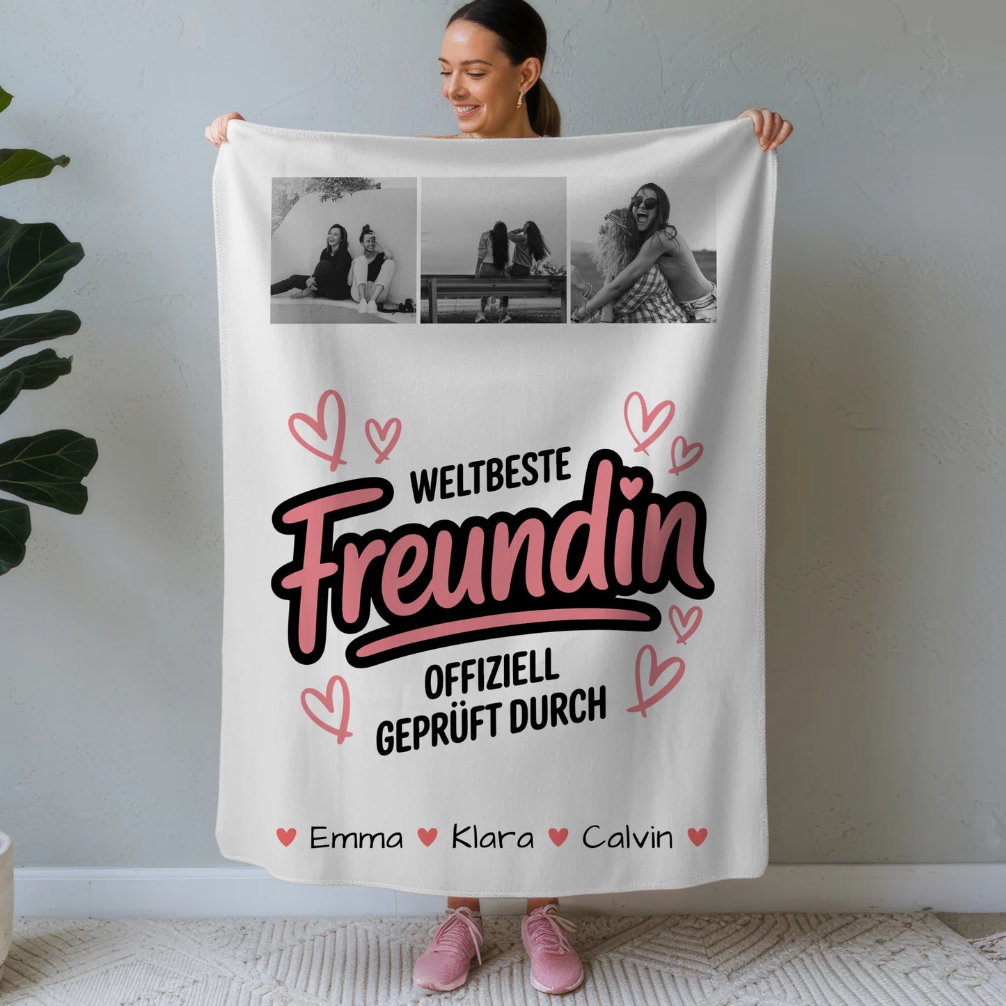 Personalisierte Decke Freundin Geschenk Fotocollage Beste Freundin Weltbeste Freundin Offiziell Geprüft Durch 1