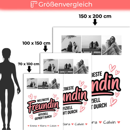 Personalisierte Decke Freundin Geschenk Fotocollage Beste Freundin Weltbeste Freundin Offiziell Geprüft Durch 5