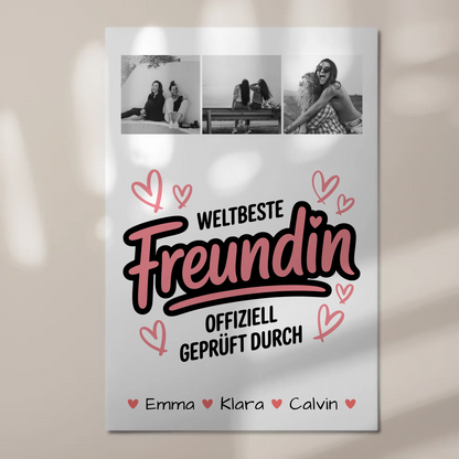 Beste Freundin Fotoboard Geschenk Fotocollage Beste Freundin Weltbeste Freundin Offiziell Geprüft Durch