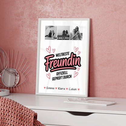 Freundinnen Bild Personalisiert Poster Geschenk Fotocollage Beste Freundin Weltbeste Freundin Offiziell Geprüft Durch