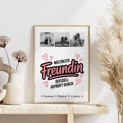 Freundinnen Bild Personalisiert Poster Geschenk Fotocollage Beste Freundin Weltbeste Freundin Offiziell Geprüft Durch