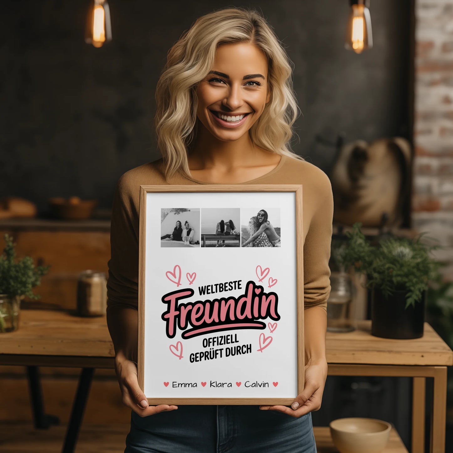 Freundinnen Bild Personalisiert Poster Geschenk Fotocollage Beste Freundin Weltbeste Freundin Offiziell Geprüft Durch