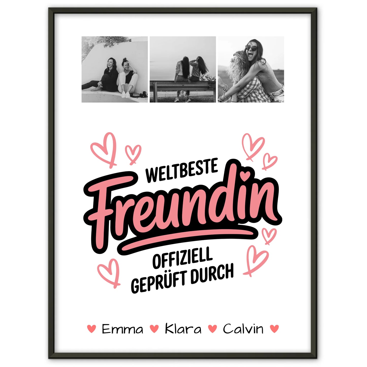 Freundinnen Bild Personalisiert Poster Geschenk Fotocollage Beste Freundin Weltbeste Freundin Offiziell Geprüft Durch