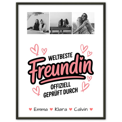 Freundinnen Bild Personalisiert Poster Geschenk Fotocollage Beste Freundin Weltbeste Freundin Offiziell Geprüft Durch