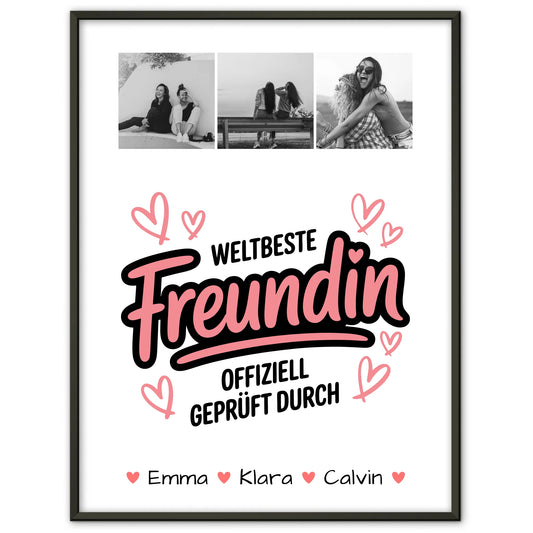Freundinnen Bild Personalisiert Poster Geschenk Fotocollage Beste Freundin Weltbeste Freundin Offiziell Geprüft Durch